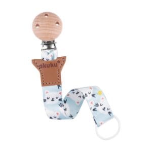 Lanț pentru suzetă, model Pisicuțe, cu clips din lemn, 24 cm Akuku A0582