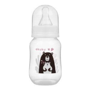 Biberon Clasic cu Tetină din Silicon, 125 ml, Fără BPA, Akuku A0004