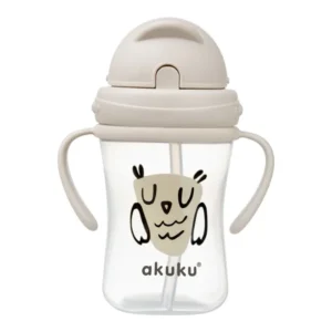 Cana cu pai din silicon, 300 ml, Bufniță, 9–12 luni Akuku A0204