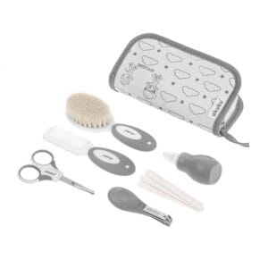 Set Îngrijire Bebe cu Forfecuță, Unghieră, Pilă, Perie, Pieptene și Para Nazală – Akuku A0015