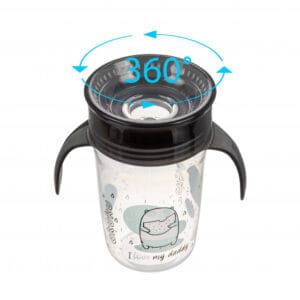 Cană anti-vărsare Akuku A0671 neagră – 260 ml, 360°