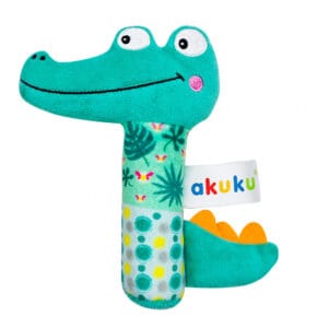 Jucărie zornăitoare de pluș Akuku A0644 Crocodil – moale, interactivă, pentru bebeluși