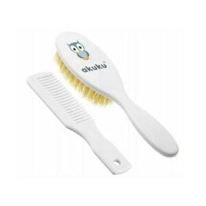 Set pieptăn și perie Akuku A0307 alb – peri naturali, antistatică, fără BPA