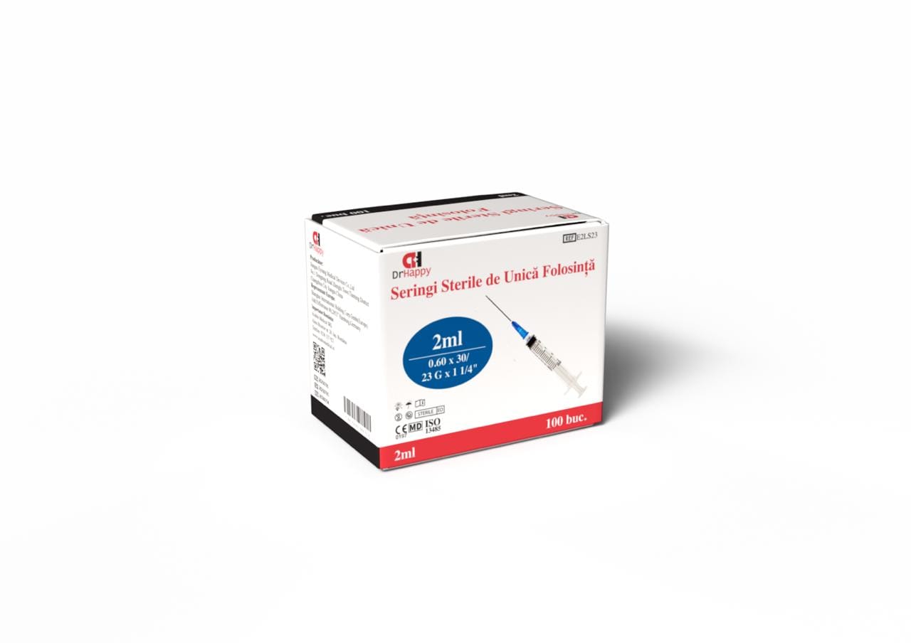 Seringă 2 ml cu ac 23G (100 bucăți/cutie)