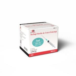 Seringă 5 ml cu ac 21G (100 bucăți/cutie)
