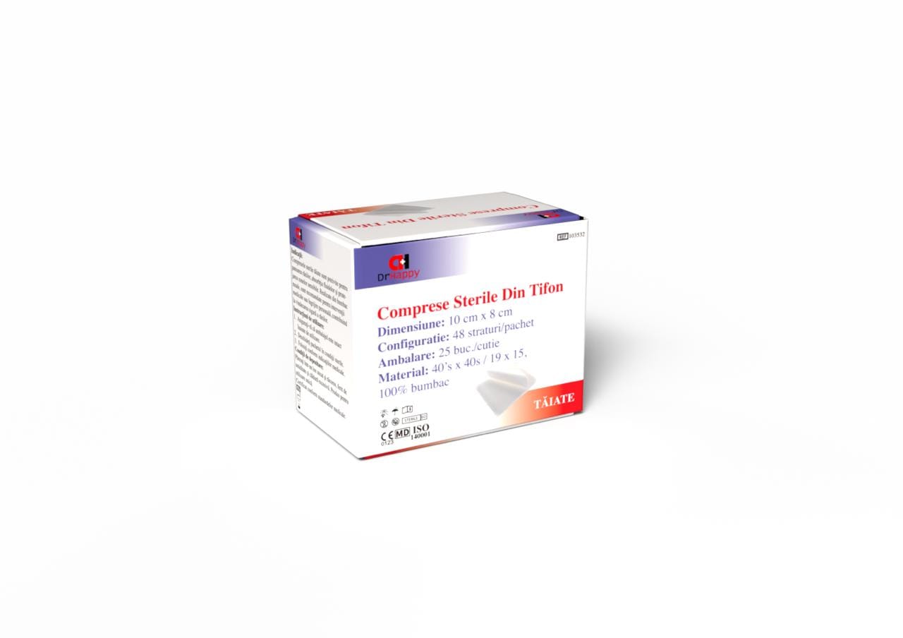 Comprese Sterile Taiate 10×8 cm, 48 Straturi (25 pachete/cutie)